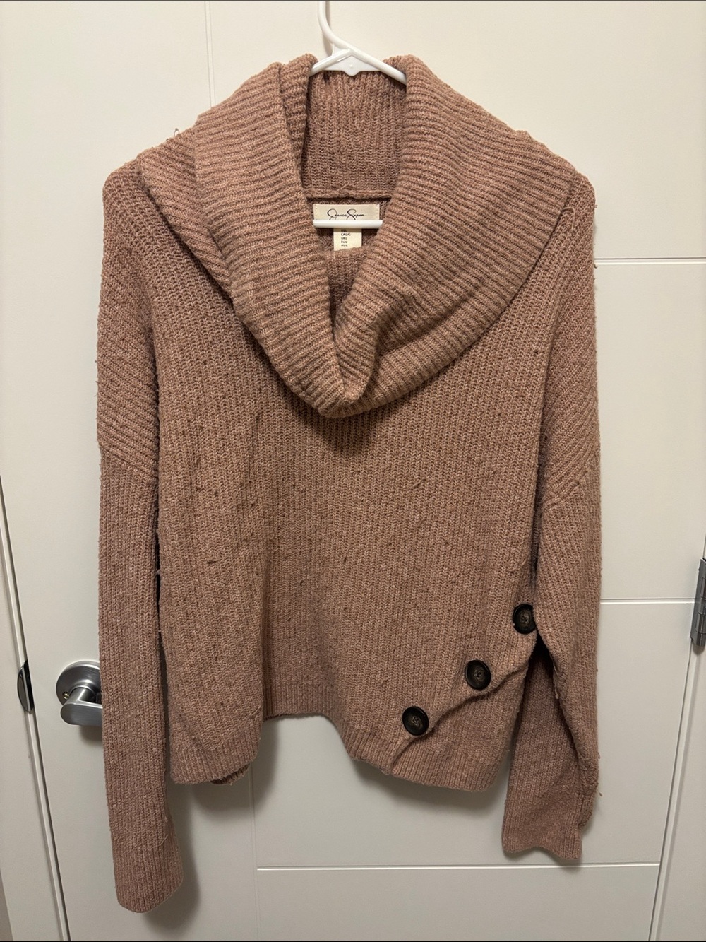 Jessica Simpson Mauve Cowl Neck Button-Hem Sweater